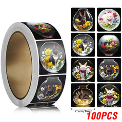 100-500pcs Cartoon Cat Stickers Square Adhesive Labels For Kids Children Teacher Prize Business Gift Wraps Decorative Stickers (ONLINE ORDER ONLY)
