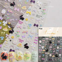 Graffiti Bear Cat Kitten Dog Puppy Bowknot Cake Tulip Note Star Cherry Cup Adhesive Nail Art Decoration Sticker Manicure Decals (ONLINE ORDER ONLY)