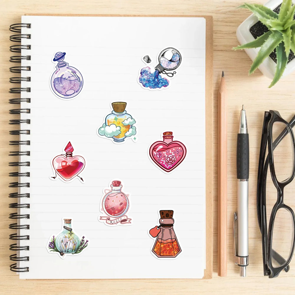 10/50PCS Psychedelic Witch Apothecary Crystal Potion Stickers Kids Toy Magic Medicine Bottle Decals DIY Laptop Phone Fridge (ONLINE ORDER ONLY)