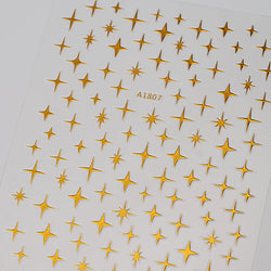 1 Sheet Star Nail Art Stickers 3d Self Adhesive Nail Decals Black White Golden Silver Color Star Design Nail Supplies Accessory (ONLINE ORDER ONLY)