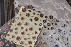 Retro Flowers Petal Pearl Rhinestones Halo Dyeing Chic Daisy Vintage Gold Foil  Floral Designs Nail Art Stickers Manicure Decals (ONLINE ORDER ONLY)