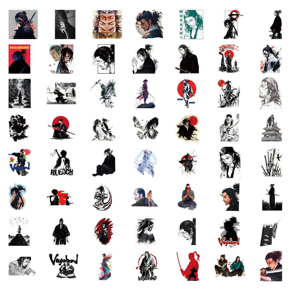 10/30/50/110PCS Vagabond Anime Stickers Japan Cartoon Sticker Cool Warrior Sticker Fridge Laptop Guitar Phone Bike Decoration (ONLINE ORDER ONLY)