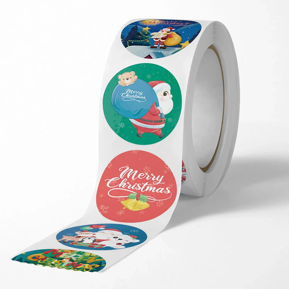 100-500Pcs Merry Christmas Stickers Xmas Envelope Seal Stickers for Christmas Decoration, Wedding Party, Holiday Gift Package (ONLINE ORDER ONLY)