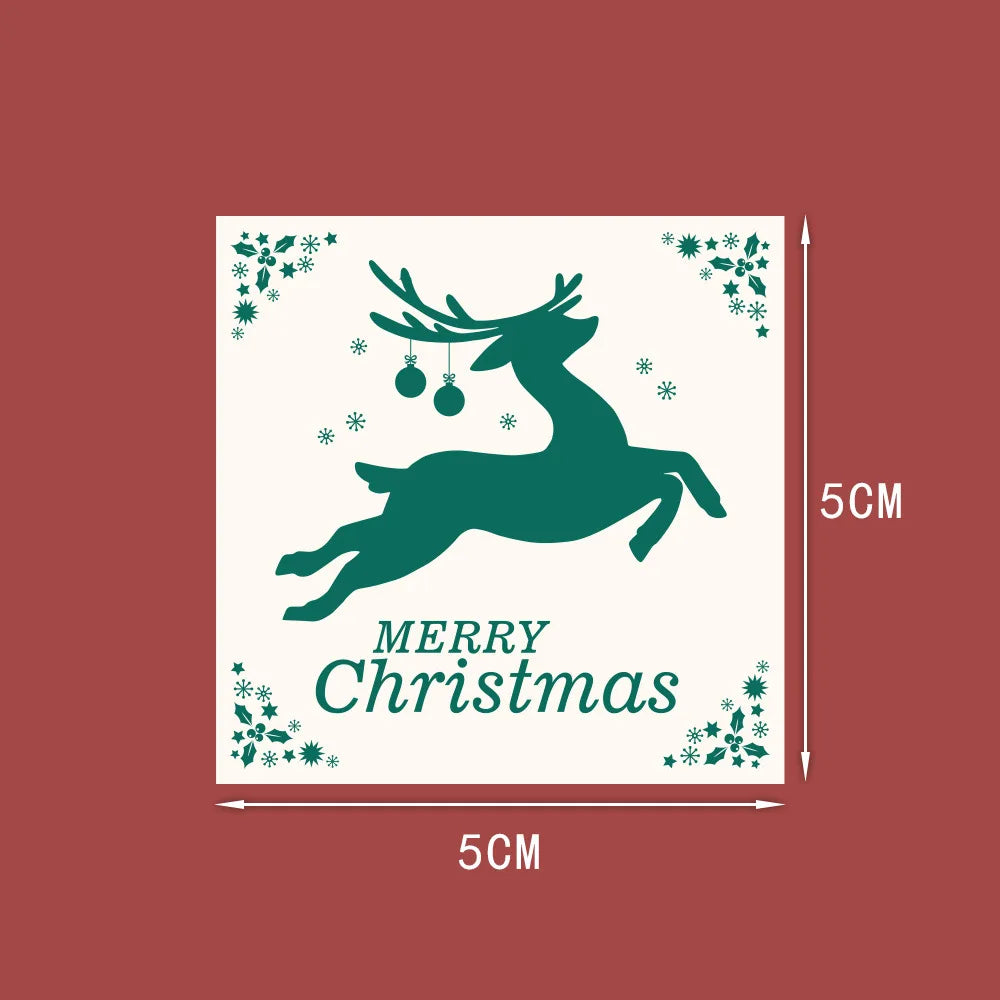 40-100pcs Square Merry Christmas Stickers Seal Labels 5cm Red Santa Claus Labels For Christmas Gift Decorate Sticker (ONLINE ORDER ONLY)