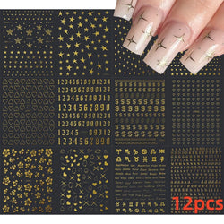 12PCS French Tassel Crescent Moon Arc Self Adhesive Nail Art Sticker 3D French Kiss Crescent Nail Stickers Lines Manicure Decals (ONLINE ORDER ONLY)