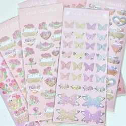 Cute Star Moon Rose Series Laser Stickers Hand Account Idol Card DIY Material Decorative Sticker Personalized Korean Stationery (ONLINE ORDER ONLY)