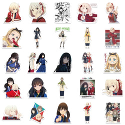 10/30/50PCS Lycoris Recoil Stickers Cute Girl Decals Animation Graffiti Decoration Cartoon Toy Sticker Luggage Laptop Guitar Car (ONLINE ORDER ONLY)