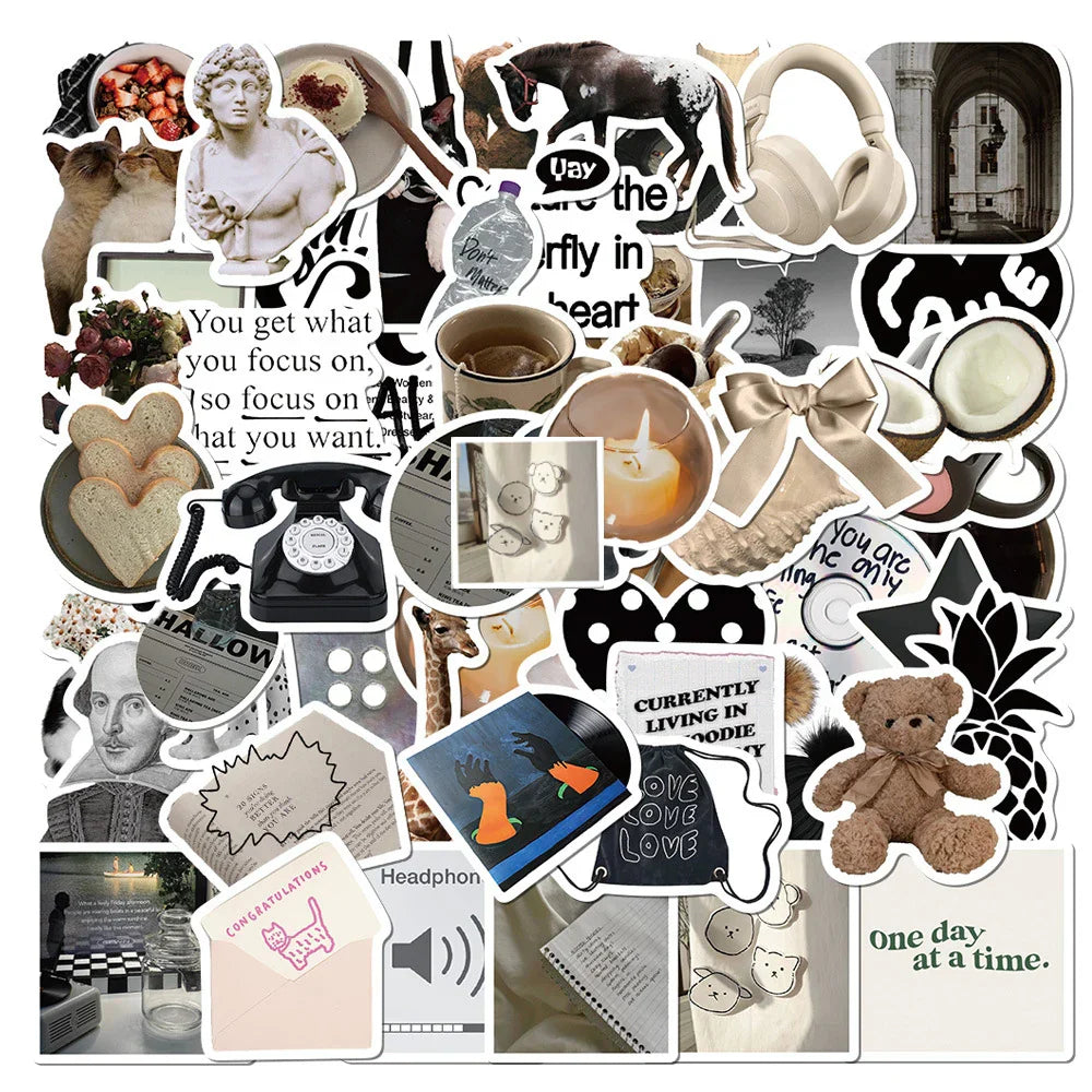 Cute Black White Stickers for Laptop Luggage Skateboard Kid Toys (ONLINE ORDER ONLY)