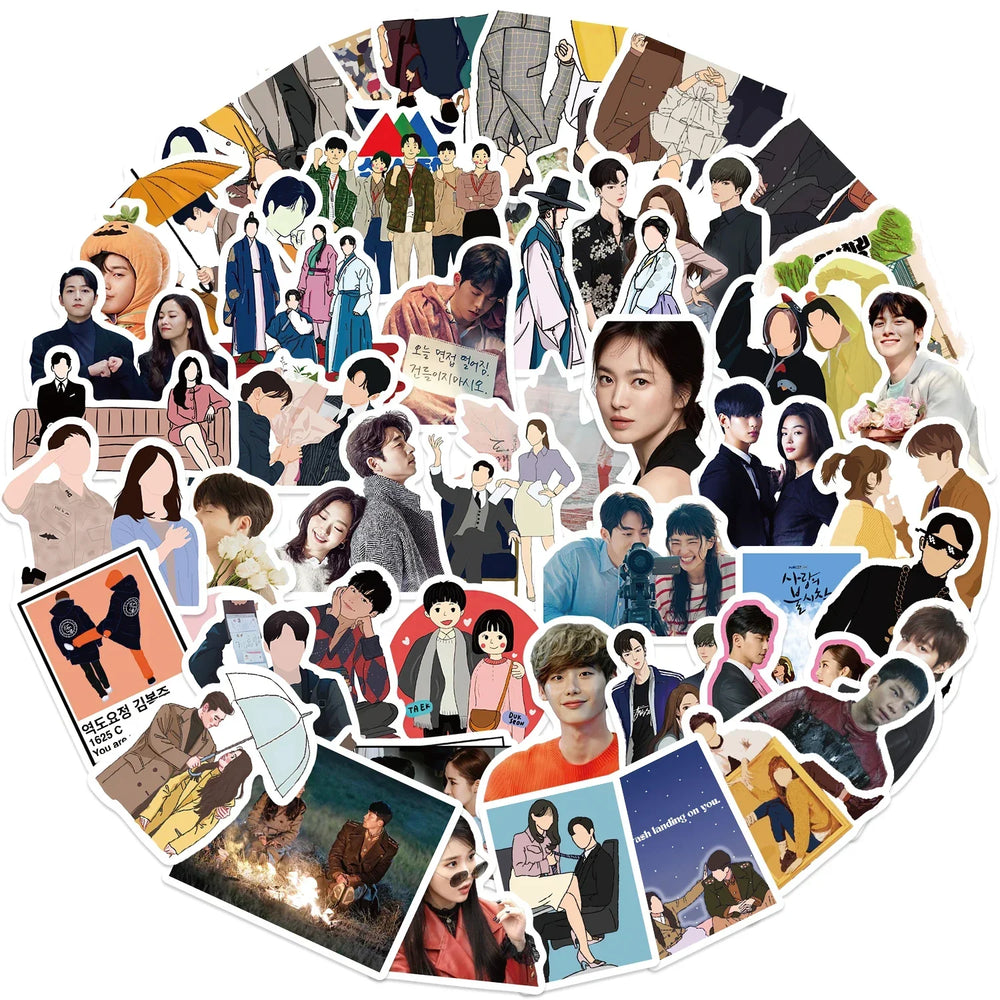 50pcs Kdrama Star Stickers for Laptop, Luggage, Skateboard, Guitar, Scrapbook - Waterproof, Funny Graffiti Decals (Online Order Only)