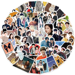 50pcs Kdrama Star Stickers for Laptop, Luggage, Skateboard, Guitar, Scrapbook - Waterproof, Funny Graffiti Decals (Online Order Only)