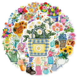 Cartoon Plant Flower Stickers for Phone Laptop Luggage Skateboard Kids (Online Order Only)