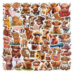 55pcs Cartoon Cow Stickers for Laptop, Phone, Water Bottle, Suitcase, Stationery, Refrigerator (Online Order Only)