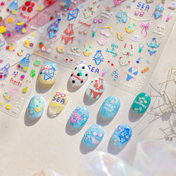 Colorful Swimsuit Bikini Fresh String Bag Vegetables Fruits Summer Beach Underwear Sunscreen Nail Art Stickers Manicure Decals (ONLINE ORDER ONLY)
