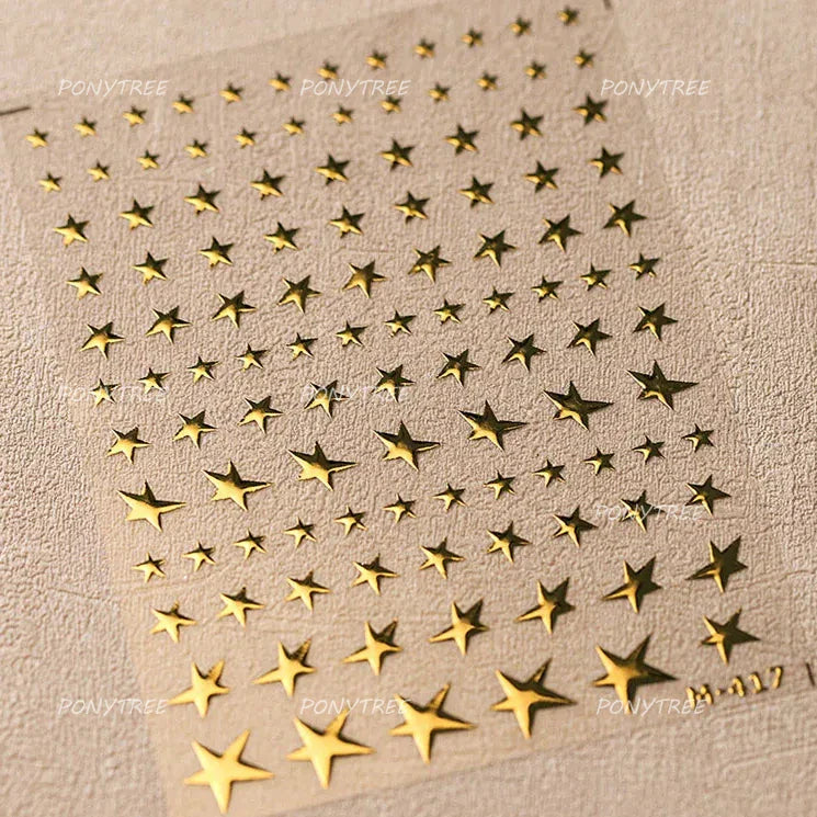 Hollow Out Black Gold Star Starburst Round Dot Night-time Tiny Spot Self Adhesive Nail Art Stickers Manicure Decals Wholesale (ONLINE ORDER ONLY)