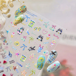 Summer Beach Bikini Watermelon Duck Cat Ice Cream Shell Coconut Tree Cherry Starfish Sunglasses Nail Art Sticker Manicure Decals (ONLINE ORDER ONLY)