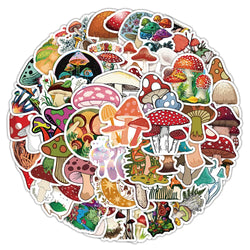 Vivid Mushroom Stickers Set - Cartoon Decals for DIY, Scrapbook, Laptop, Guitar, Bike, Kids Gift (ONLINE ORDER ONLY)