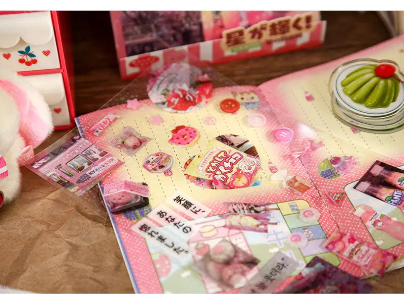 2pcs/set Y2K Retro Shop Series Glitter Decorative Sticker Journal Handbook Photocard Scrapbooking Kawaii Sticker Kids Gift (ONLINE ORDER ONLY)