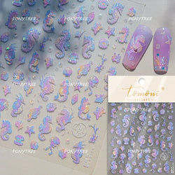 Halo Dyeing Ocean Shell Conch Starfish Pearl Love Heart Bowknot Jellyfish Adhesive Nail Art Stickers Manicure Decals Wholesale (ONLINE ORDER ONLY)