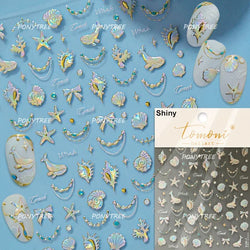 Beach Colourful Conch Dolphin Shell Starfish Jellyfish Star Summer Sea Wave Vacation Mode Water Bubble Nail Art Stickers Decals (Online Order Only)