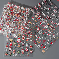 5D Embossed Gingerbread Man Nail Art Sticker Cute Christmas Winter Santa Claus Snowflake Elk Engraved Slider Manicure Decoration (ONLINE ORDER ONLY)