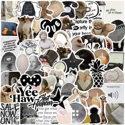 Black White Cute Stickers Cartoon Decal Laptop Phone Guitar Scrapbook 10/30/60pcs (ONLINE ORDER ONLY)