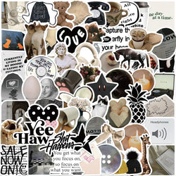 Black White Cute Stickers Cartoon Decal Laptop Phone Guitar Scrapbook 10/30/60pcs (ONLINE ORDER ONLY)