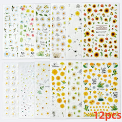 12Pcs 3D Golden Red Glitter Heart Love Nail Sticker Valentine Self Adhesive Cartoon Decal Geometry Lines Stripe Slider Manicure* (ONLINE ORDER ONLY)