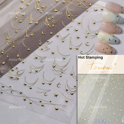 Retro Blue Bowknot Butterfly Love Heart Pendent Hot Stamping Gold Silver Adhesive Nail Art Stickers Manicure Decals Wholesale (Online Order Only)