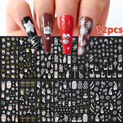 6pcs/Set Blue Gold Glitter French Design 5D Nail Stickers Curve Lines Swirls Wave Nail Sliders Reflective Flakes Decals Manicure (ONLINE ORDER ONLY)