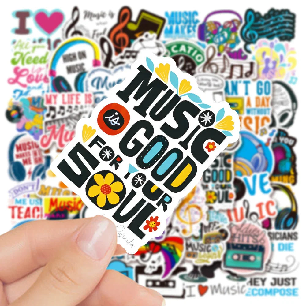10/50 Inspirational Music Text Cartoon Stickers DIY Laptop Luggage Skateboard Graffiti Decals Sticker 2023 (Online Order Only)