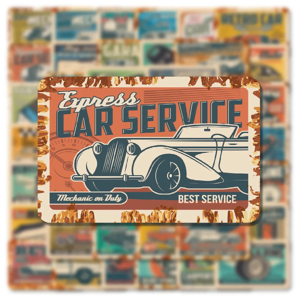 10/30/50pcs Classic Retro Modified Racing Car Motorcycle Stickers Laptop Phone Motorcycle Luggage Bike Cool Waterproof Sticker (ONLINE ORDER ONLY)