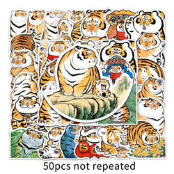 Fat Tiger Cartoon Stickers Pack - Cute Kawaii Animal Decals for Kids, Laptop, Car, Motorcycle (Online Order Only)