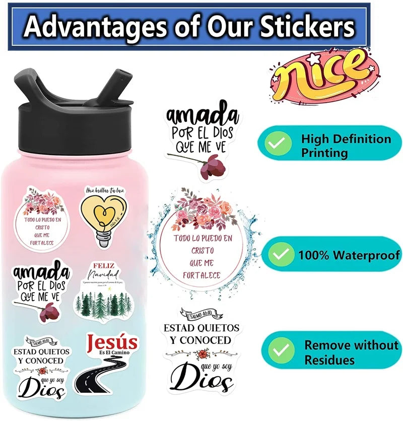10/30/50PCS Cute Spanish Bible PVC Sticker Aesthetic Decoration Scrapbooking Korean Stationery School Supplies for Kids (ONLINE ORDER ONLY)