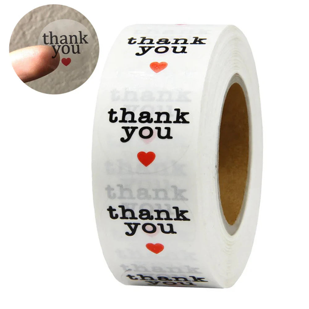 500pcs/roll Round Brown labels Thank You Kraft Stickers 1 inch Wedding Pretty Gift Envelope Sealing Label Stickers Stationery (ONLINE ORDER ONLY)