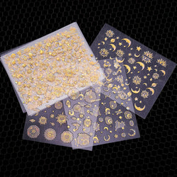 6 Sheets Moon/Star Nail Art Sticker Adhesive Gold Color Sticker Sheets Universal Constellation Shapes Sticker Art Decoration (ONLINE ORDER ONLY)
