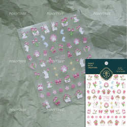 Hot Stamping Jelly All Tulips Garden Flower Bowknot Wave Lace Line Golden and Radiant Adhesive Nail Art Stickers Manicure Decals (ONLINE ORDER ONLY)
