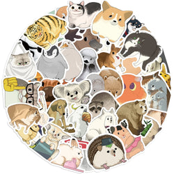 50PCS Mixed Animals Rabbit Panda Cat Sticker Aesthetic DIY Korean Stationery Decoration Scrapbooking School Supplies (ONLINE ORDER ONLY)