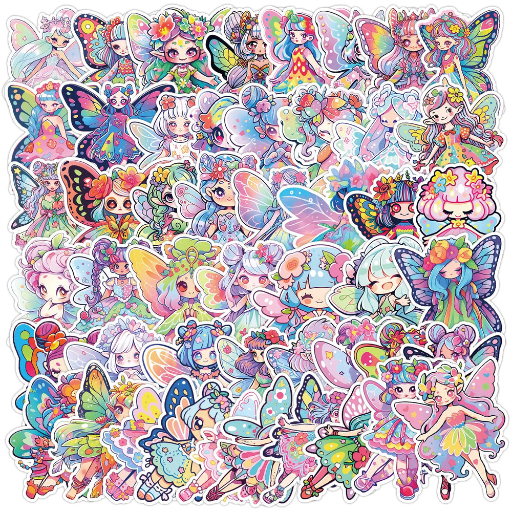 50pcs Cute Elf Cartoon Graffiti Stickers for Helmet, Wall, DIY Decoration (Online Order Only)