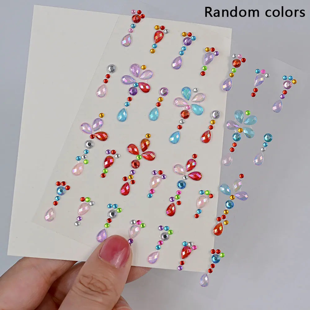 1pc Star-Shaped Rhinestone Sticker Sparkling Acrylic Rhinestone Face Decals Butterfly & Floral Designs for Party/Stage/Festivals (ONLINE ORDER ONLY)