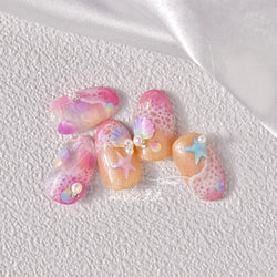 Fantasy Beach Summer Dreamy Colorful Seasnail Shell Pearl Conch Jelly Star 5D Decals Soft Relief 3D Decoration Nail Art Stickers (Online Order Only)