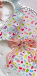 Colourful Graffiti Round Dot Line Water Droplet Cute Comma Geometric Jelly 5D Self Adhesive Nail Art Stickers Manicure Decals (Online Order Only)