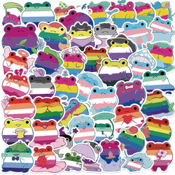Kawaii Rainbow Frog Stickers - Cute Cartoon Decals for Laptop, Fridge, Car, Phone (ONLINE ORDER ONLY)