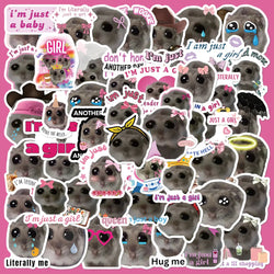 56pcs Funny Cat Hamster Emoji Stickers for Helmet, Wall, Desktop Decoration (Online Order Only)