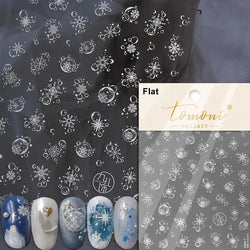 Dressy Embossment Colorful Gradient Snowflakes Laser Silver Christmas Tree Winter Bowknot Santa Nail Art Stickers Manicure Decal (Online Order Only)