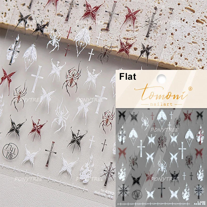 Butterfly Peach Blossom Flowers Lantern Star Tassel Pendant Gold Hot Stamping Self Adhesive Nail Art Stickers Manicure Decals (ONLINE ORDER ONLY)