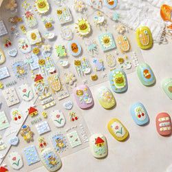 Bear Star Bowknot  Duck Cherry House Mini Flower Butterfly Line Bow Tie Apple Gird Cute Chic Nail Art Stickers Manicure Decals (ONLINE ORDER ONLY)