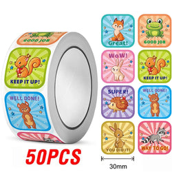 50-300pcs Reward Stickers Cartoon Animal Sealed Packaging Decoration Label Stickers School Teacher Kids Stationery Sticker (ONLINE ORDER ONLY)