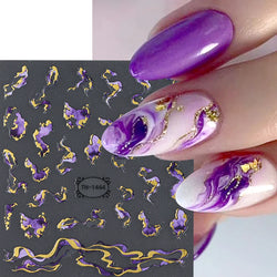 Nail Stickers Holographic Gel Decals Gold Art Self-Adhesive Manicure Supplies (Online Order Only)