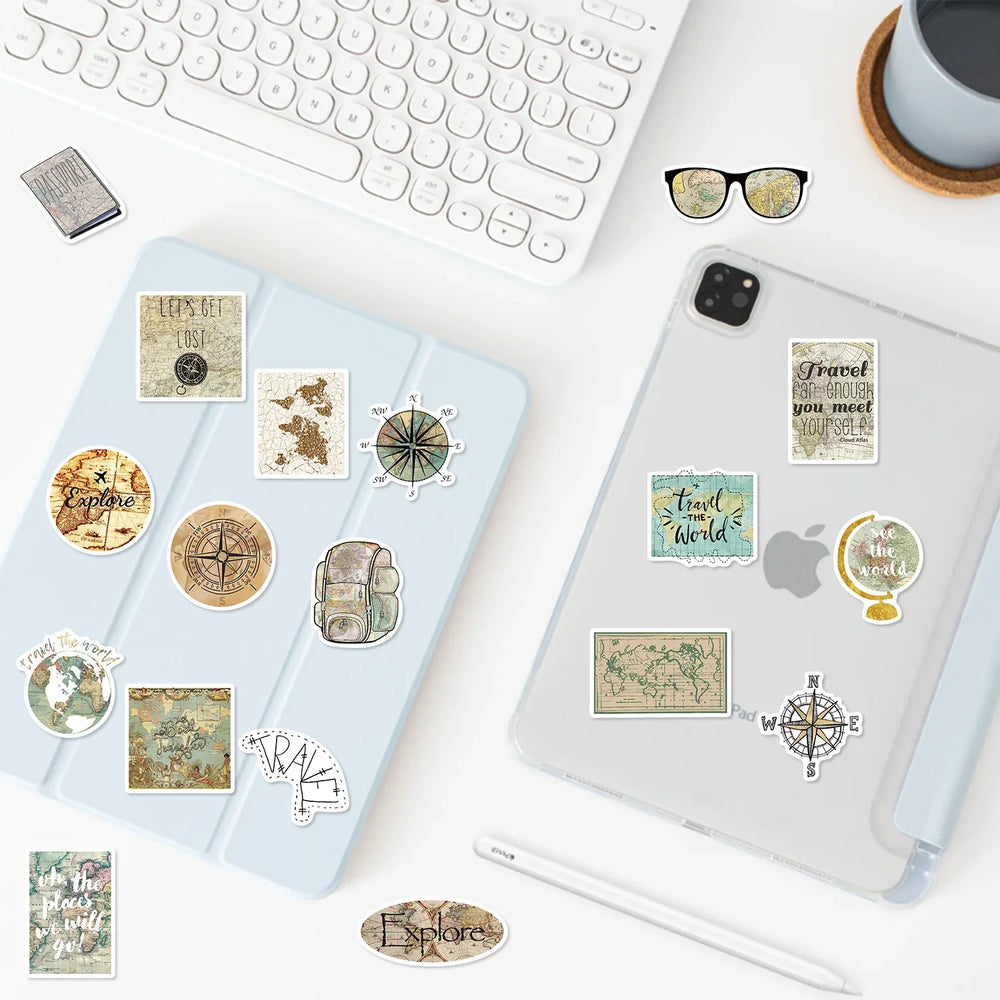 50PCS Travel The Map Stickers Cartoon Graffiti Decoration Skateboard Laptop Notebook Luggage Waterproof Decal Toy (ONLINE ORDER ONLY)