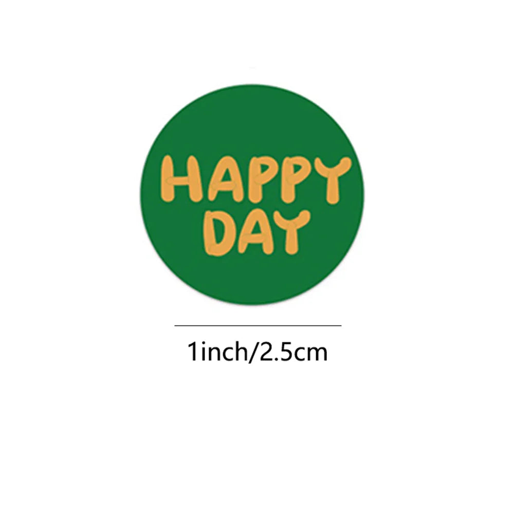 100-500pcs Round Happy Day Stickers For Envelope Seal Labels Gift Packaging Decor Birthday Party Scrapbooking Stationery Sticker (Online Order Only)